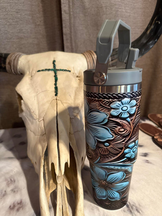 Tooled Floral 30 oz Tumbler