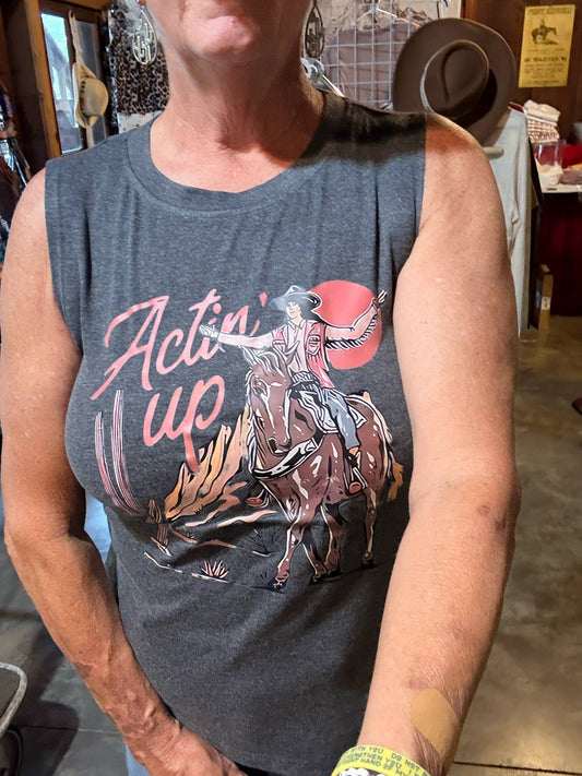 Actin’ Up Summer Tank – Yellow, Dark Grey, or Dark Blue