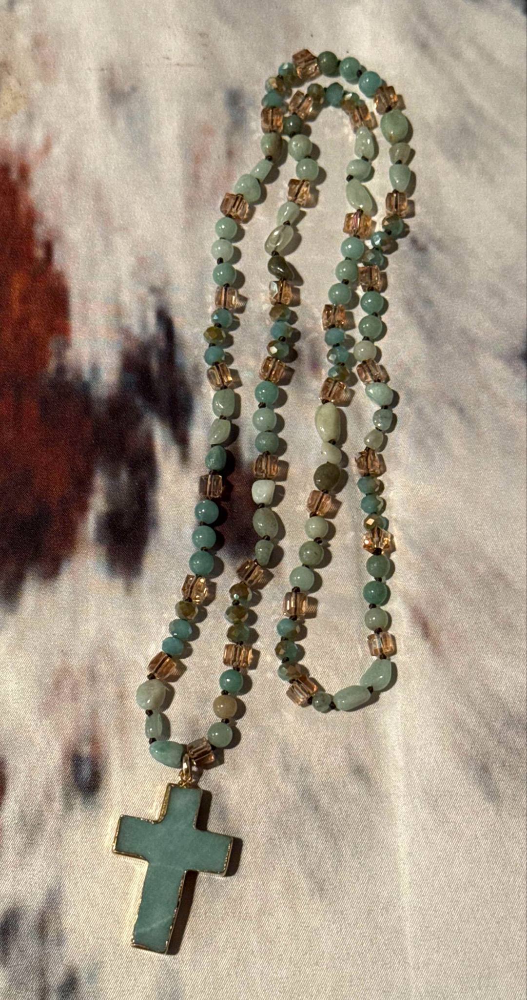 Heart & Soul Beaded Cross Necklace – 17”