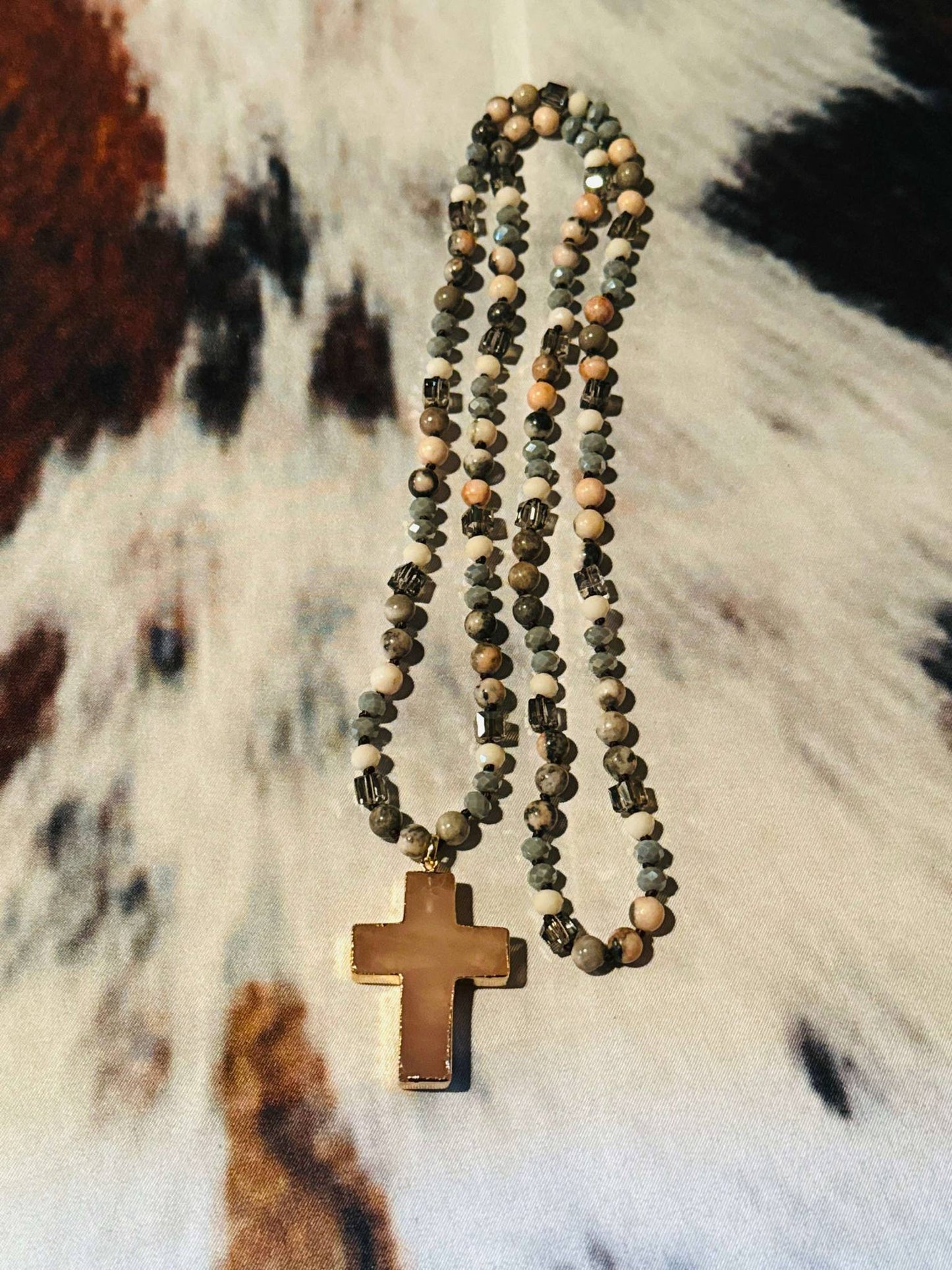 Heart & Soul Beaded Cross Necklace – 17”